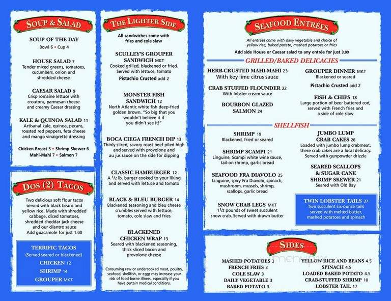 Sculley's Boardwalk Grille - Madeira Beach, FL menu_pic