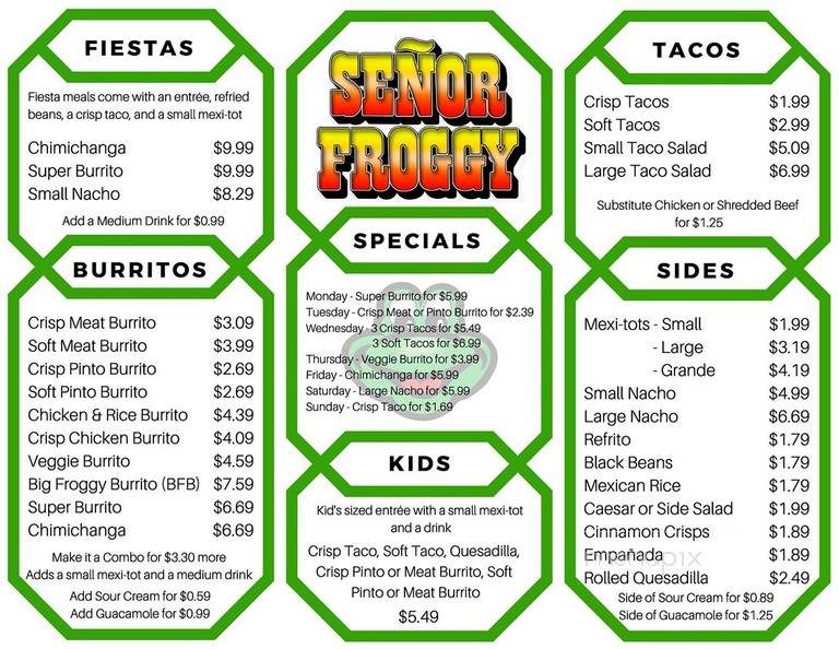 Senor Froggy - Spokane, WA menu_pic