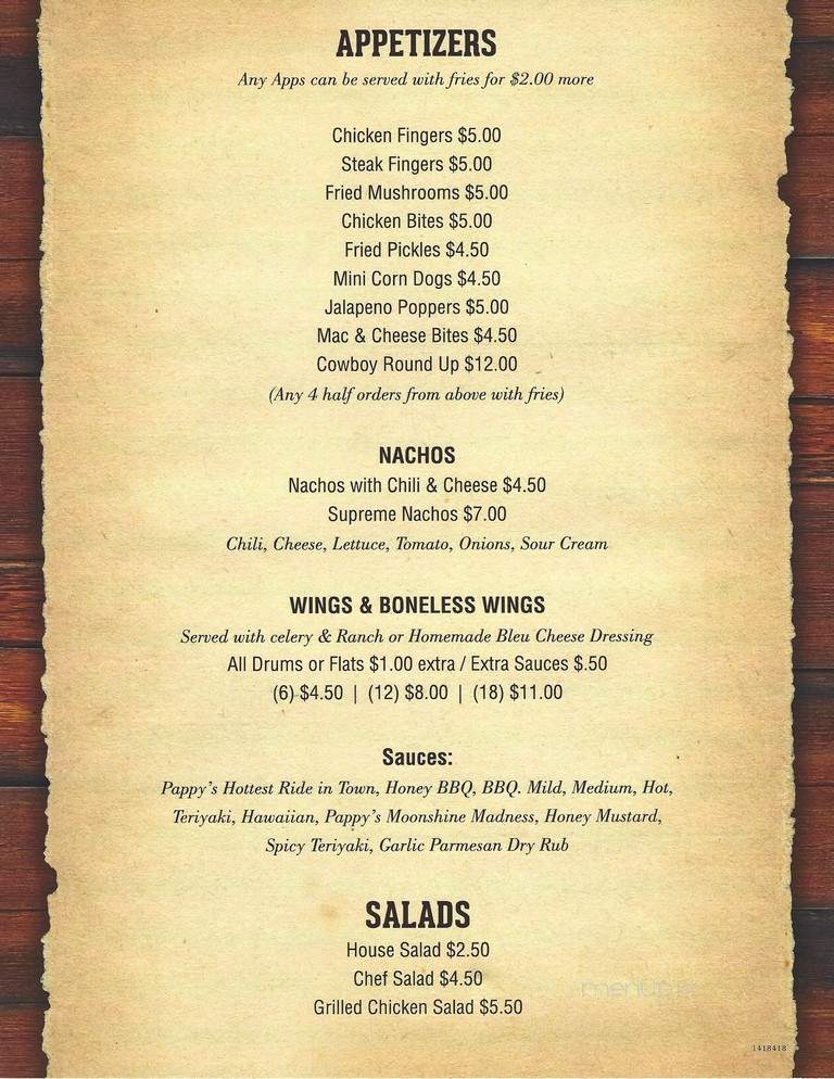 Wild Country Saloon - Piedmont, SC menu_pic