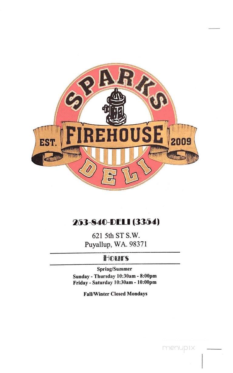 Sparks Firehouse Deli - Puyallup, WA menu_pic