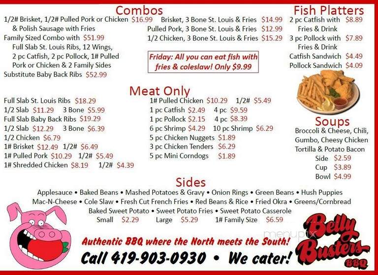 Belly Buster's BBQ - Ashland, OH menu_pic