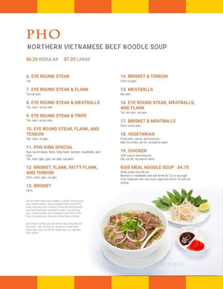 Pho Linh - Tacoma, WA menu_pic