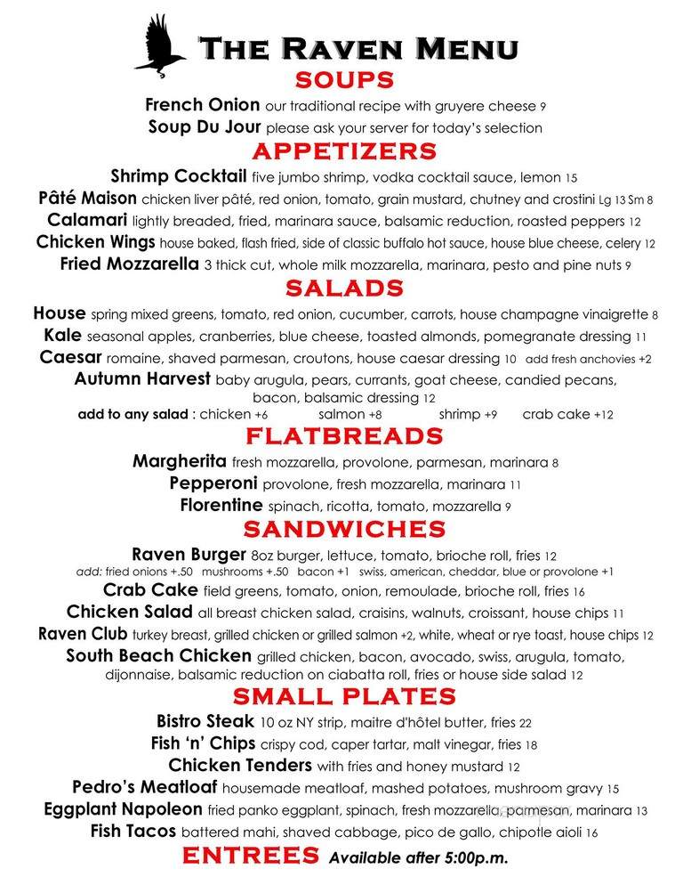 Raven - New Hope, PA menu_pic