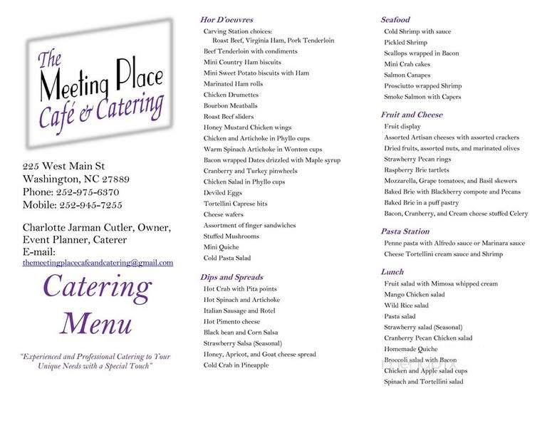 Meeting Place Catering - Washington, NC menu_pic