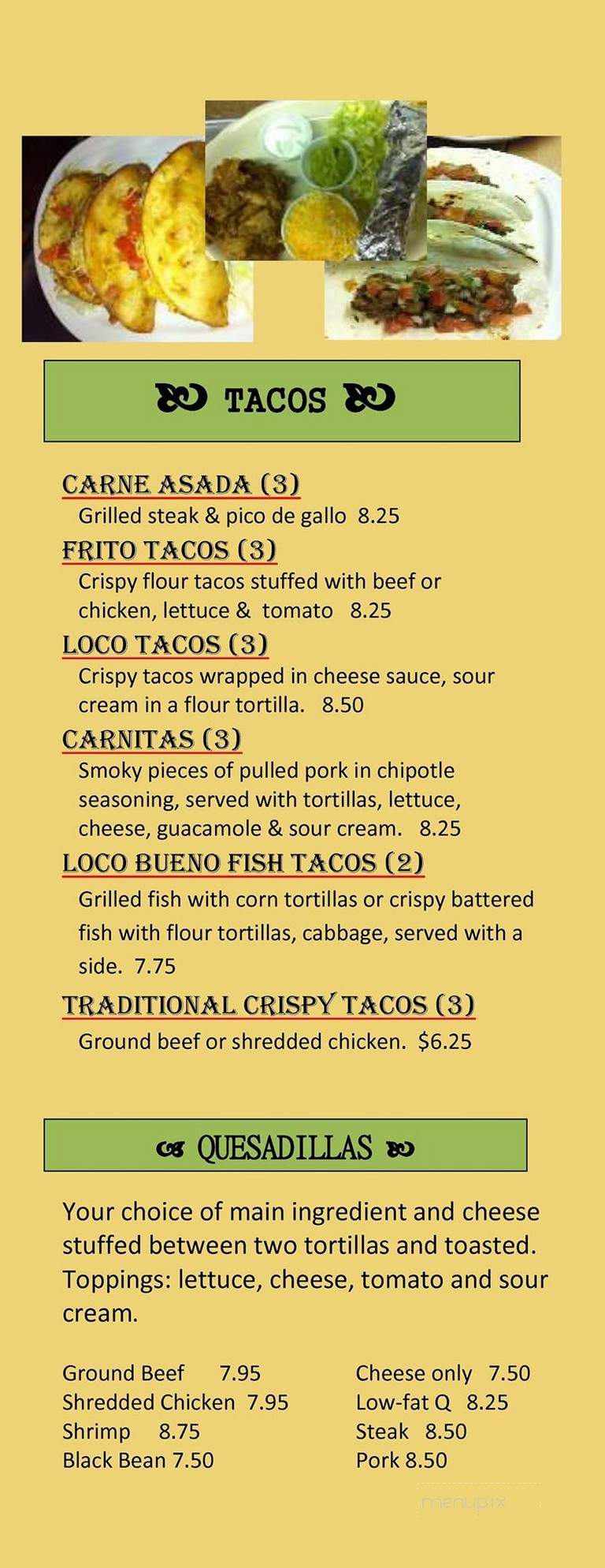 Lopez de Mexico - Atchison, KS menu_pic