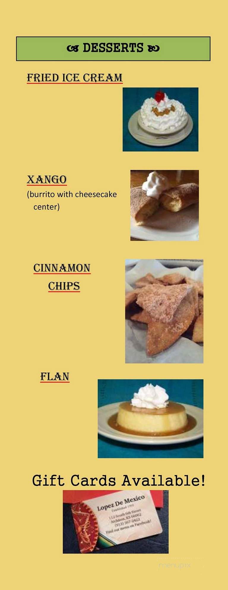 Lopez de Mexico - Atchison, KS menu_pic