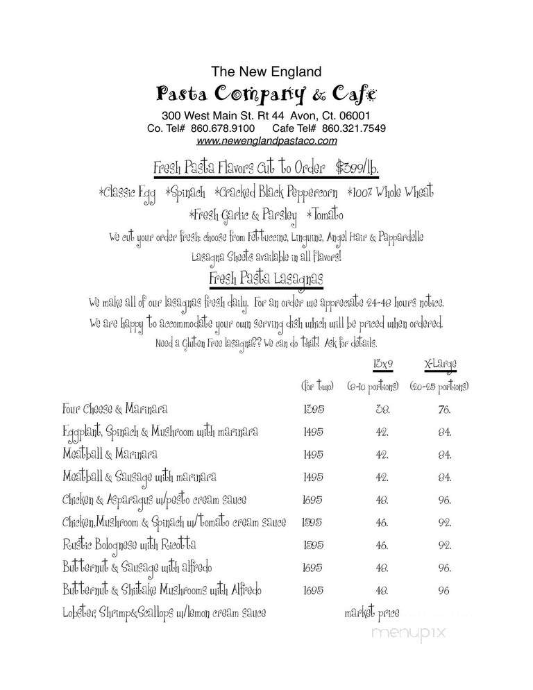 New England Pasta Company - Avon, CT menu_pic