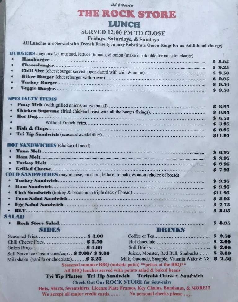 The Rock Store - Los Angeles, CA menu_pic