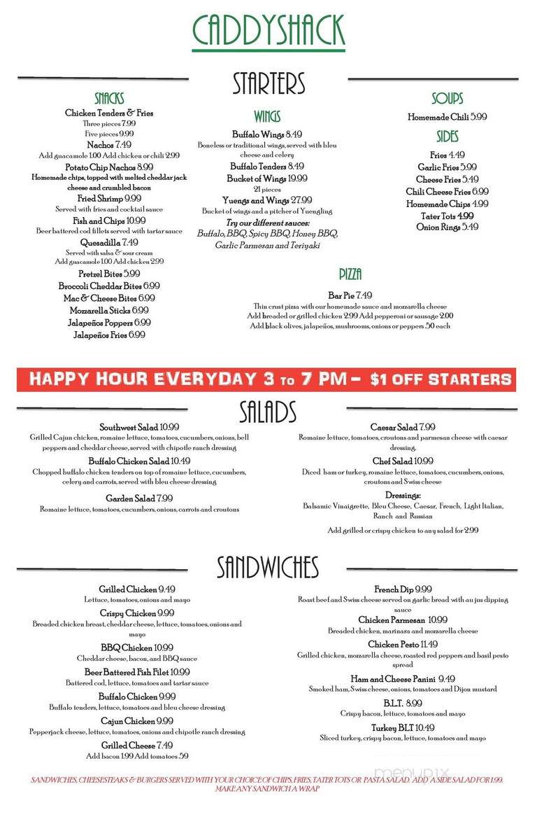 Caddyshack - Plainsboro, NJ menu_pic