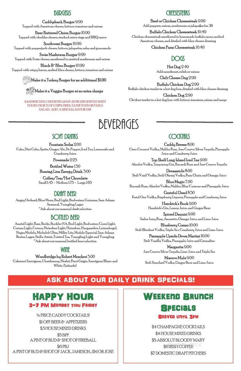 Caddyshack - Plainsboro, NJ menu_pic