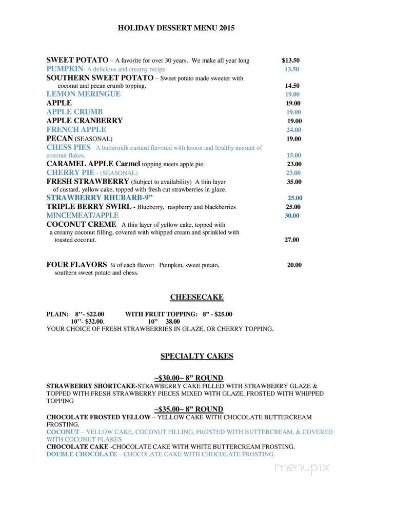 Tiffany's Bakery - Clinton, MD menu_pic