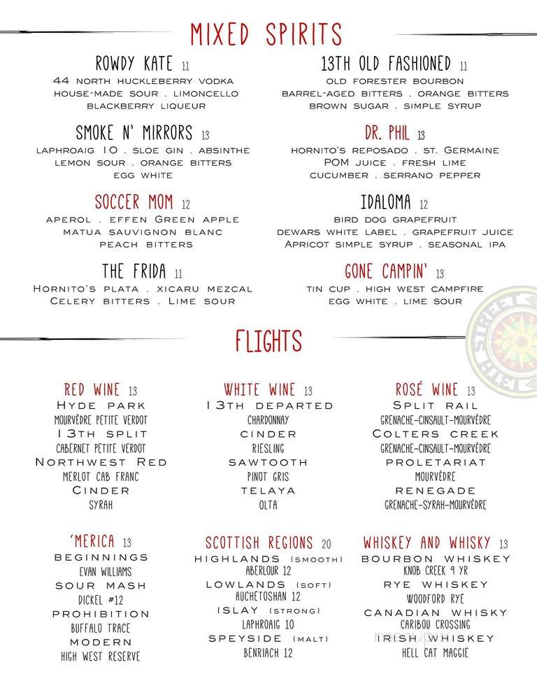 13th Street Pub and Grill - Boise, ID menu_pic