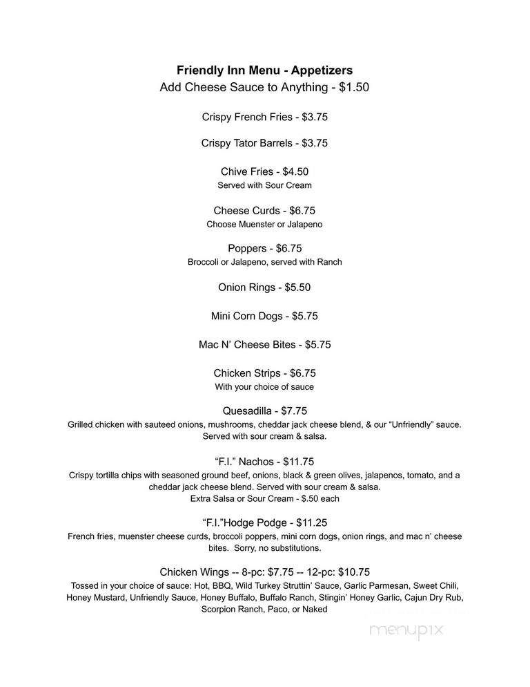 Friendly Inn - Monroe, WI menu_pic