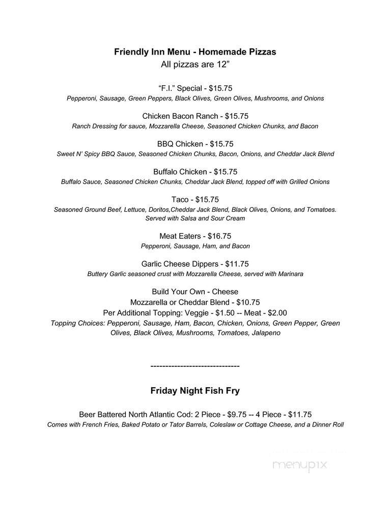Friendly Inn - Monroe, WI menu_pic