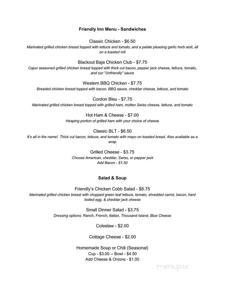 Friendly Inn - Monroe, WI menu_pic