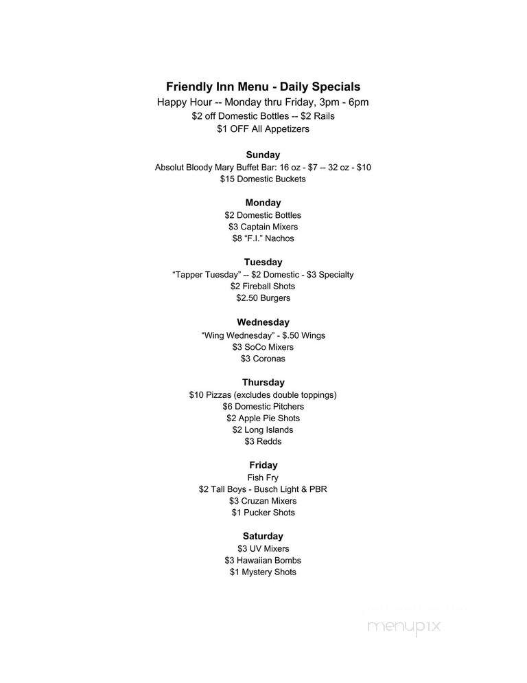 Friendly Inn - Monroe, WI menu_pic