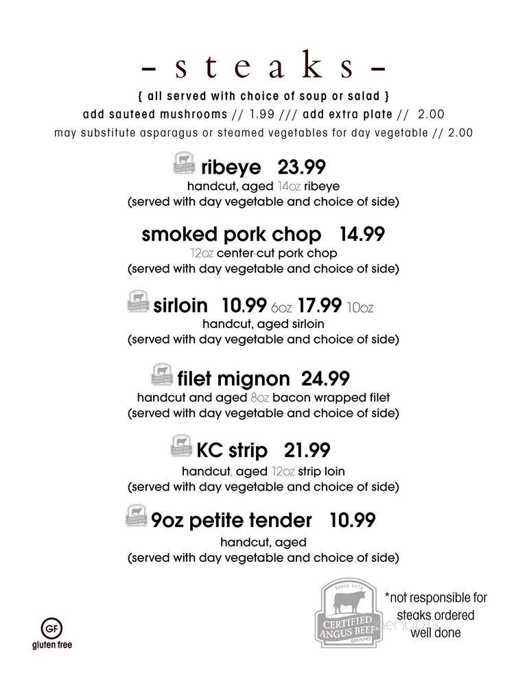 The Willows - Seneca, KS menu_pic