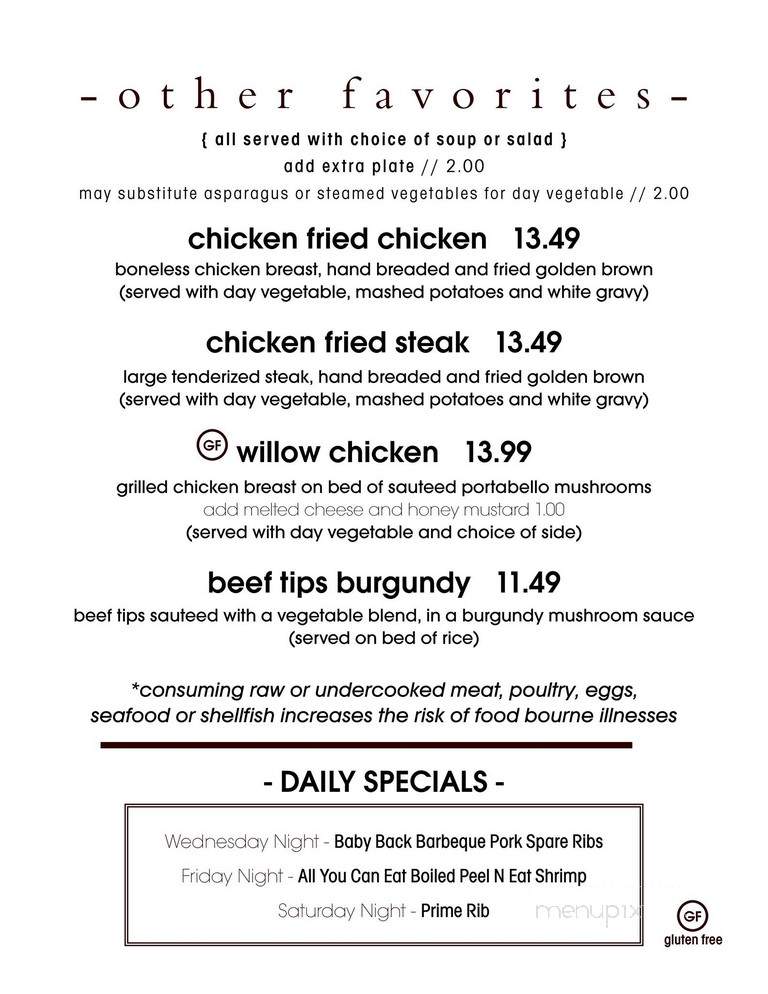 The Willows - Seneca, KS menu_pic