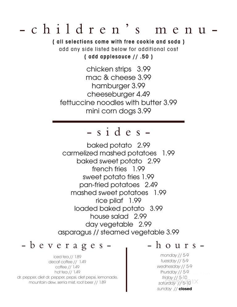 The Willows - Seneca, KS menu_pic