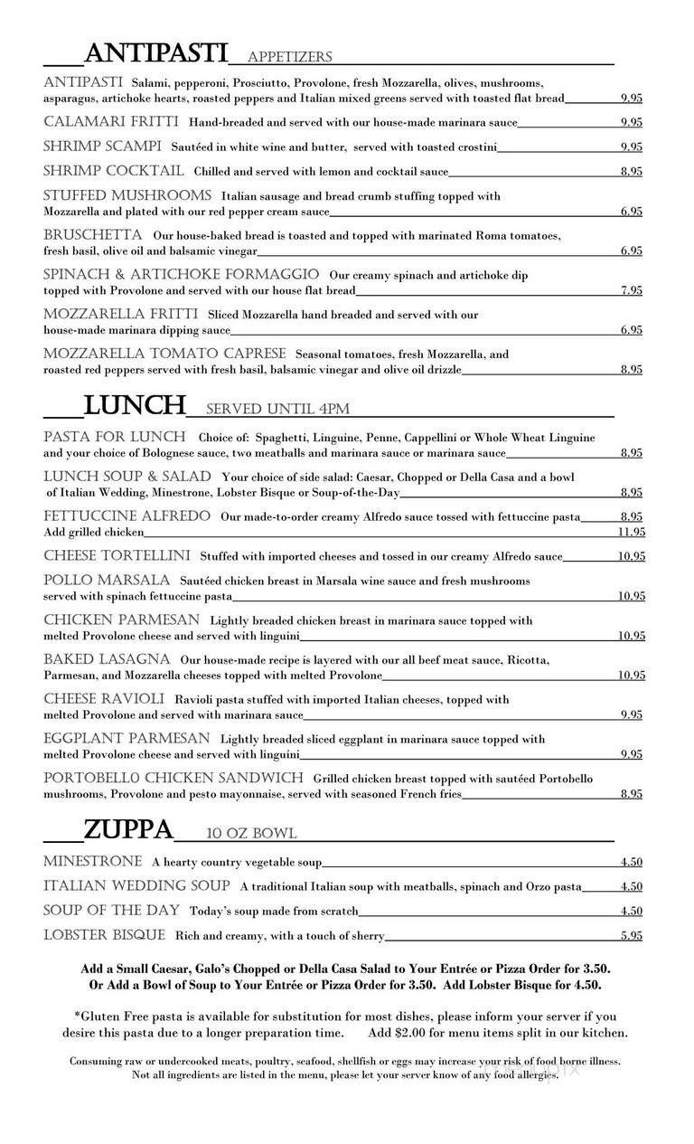 Galo's Italian Grill - Richmond, IN menu_pic