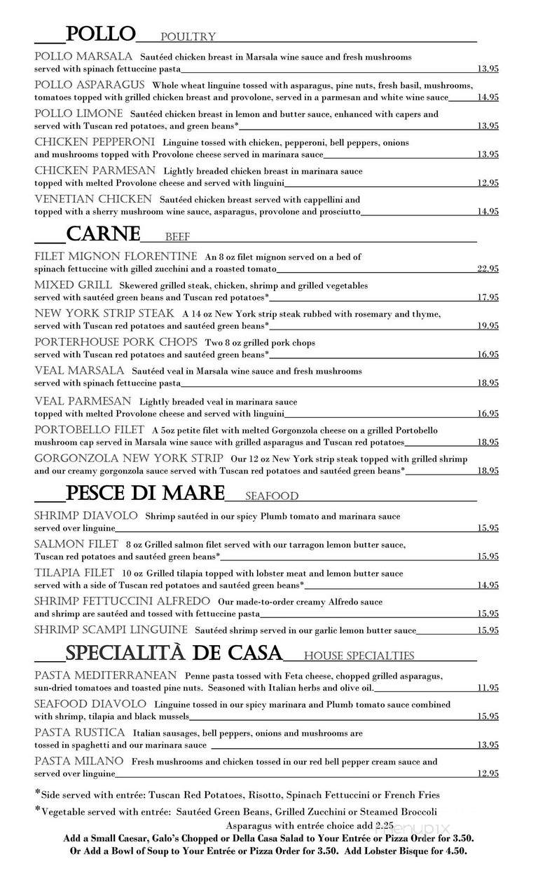 Galo's Italian Grill - Richmond, IN menu_pic