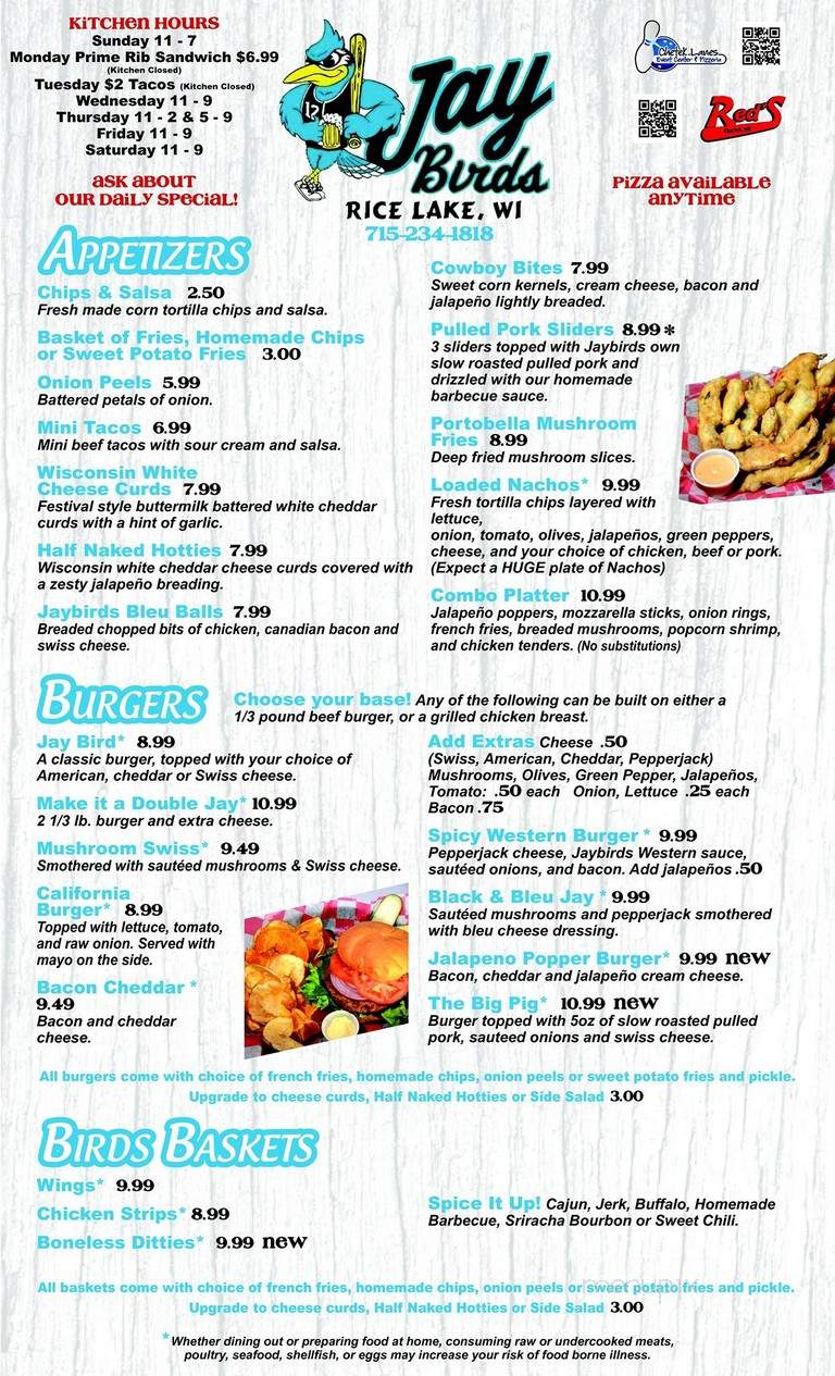 Jaybirds - Rice Lake, WI menu_pic