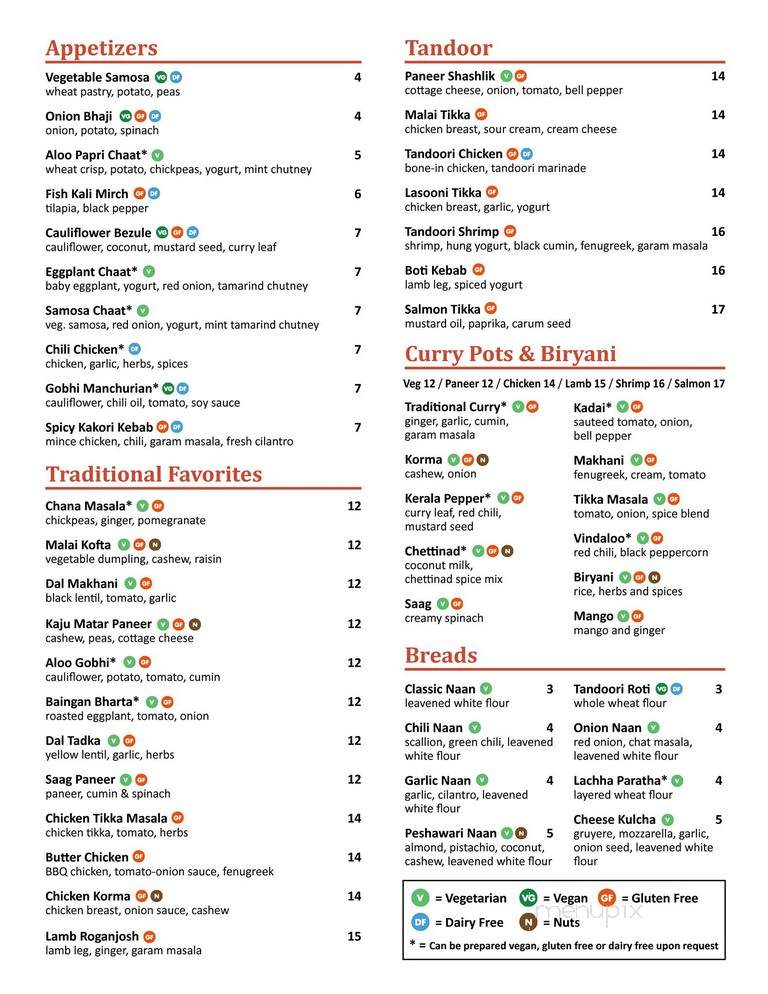 Tiffin Indian Cuisine - Bryn Mawr, PA menu_pic