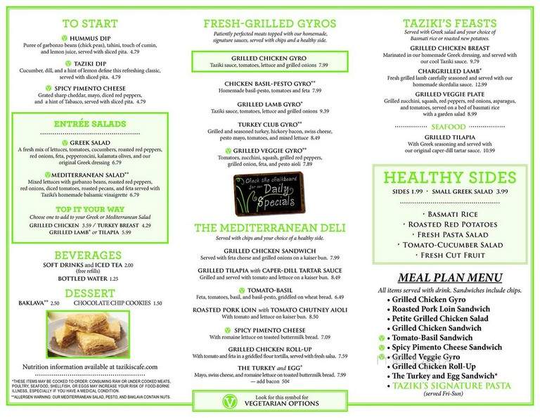 Taziki's - Morgantown, WV menu_pic