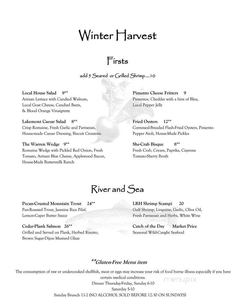 Lake Rabun Hotel Restaurant - Lakemont, GA menu_pic