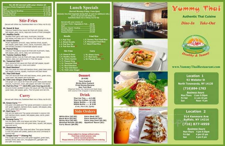 Yummy Thai - North Tonawanda, NY menu_pic