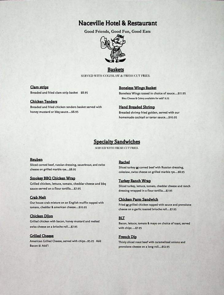 Naceville Hotel - Sellersville, PA menu_pic