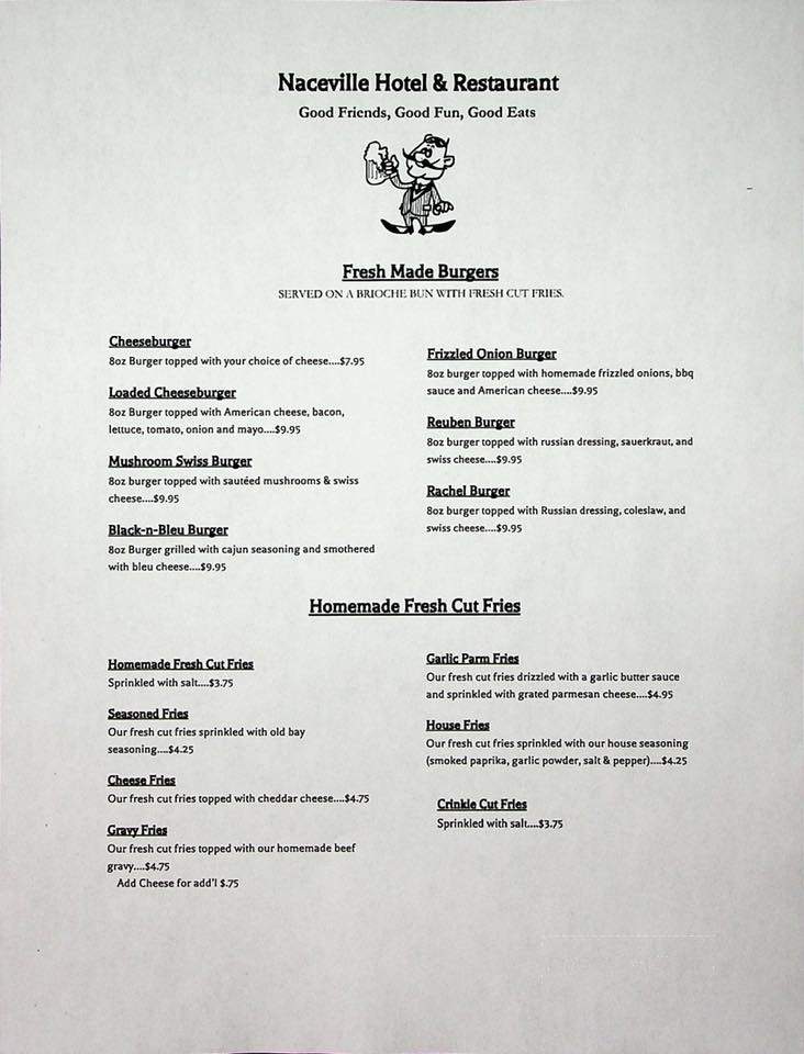 Naceville Hotel - Sellersville, PA menu_pic