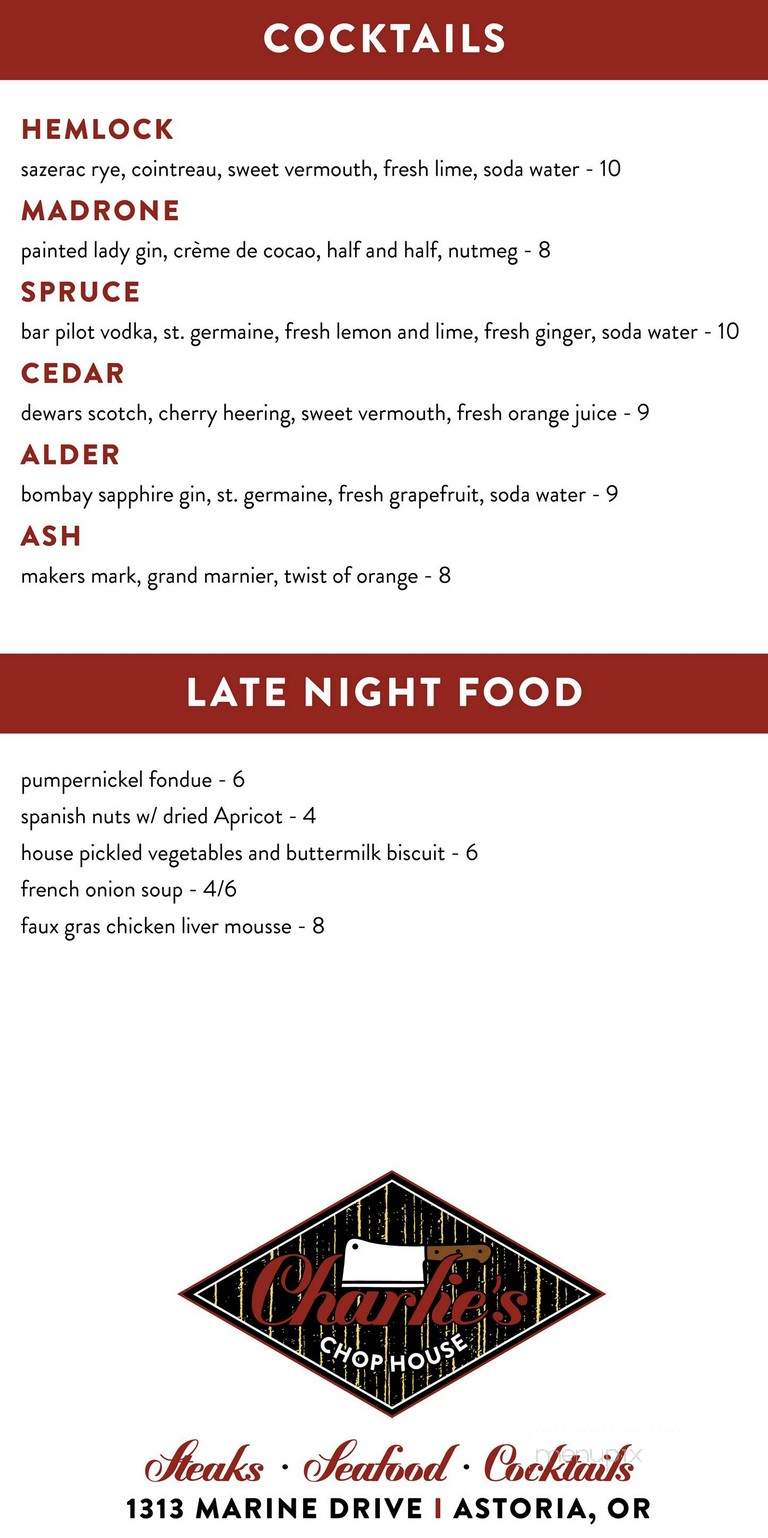 Charlie's Chop House - Southgate, MI menu_pic