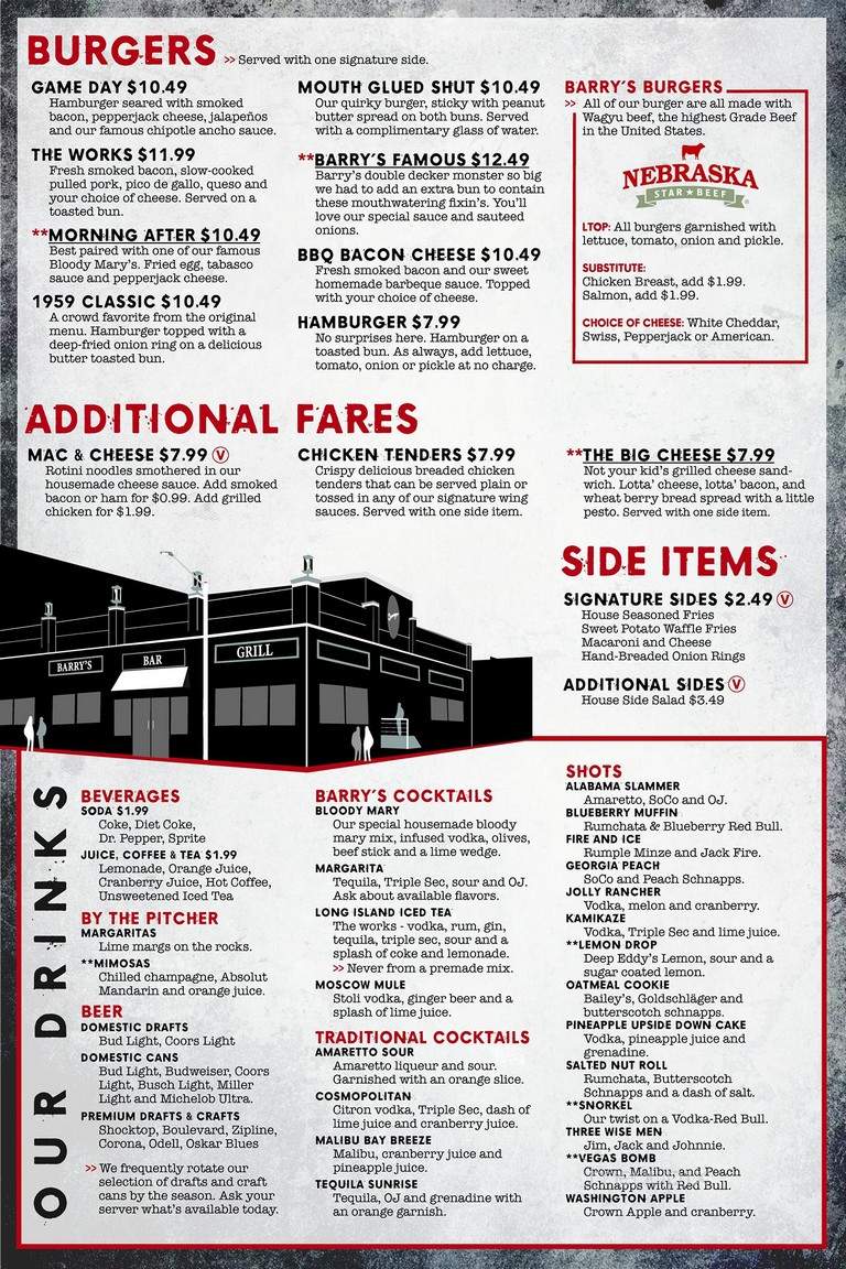 Barry's Bar & Grill - Lincoln, NE menu_pic