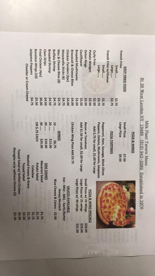 Milk Plant Tavern - West Leyden, NY menu_pic