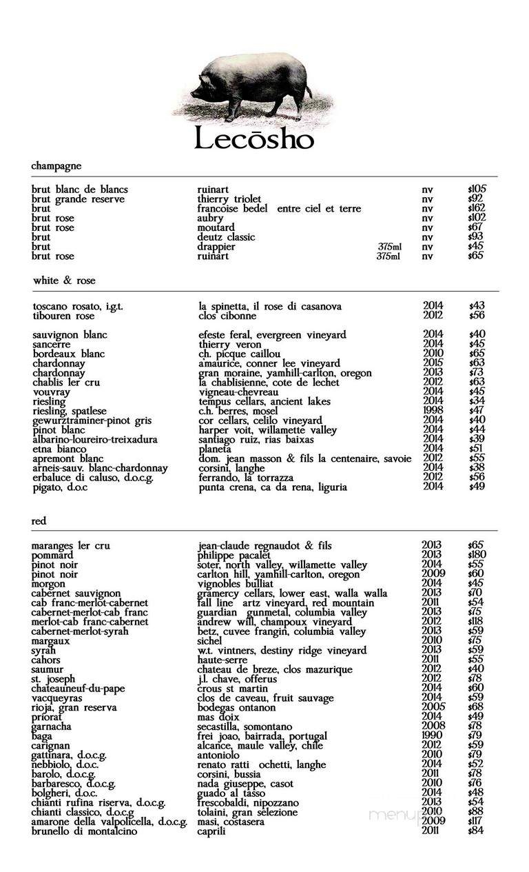 Lecosho - Seattle, WA menu_pic