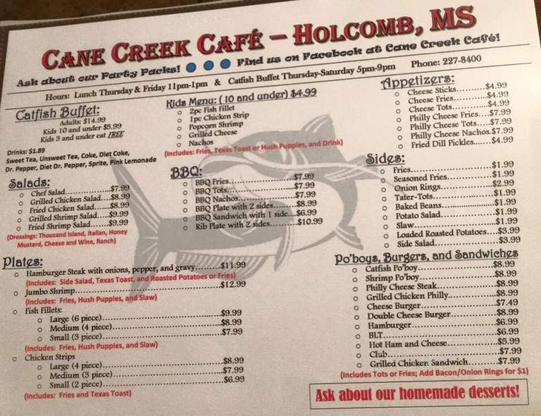 Cane Creek Cafe - Holcomb, MS