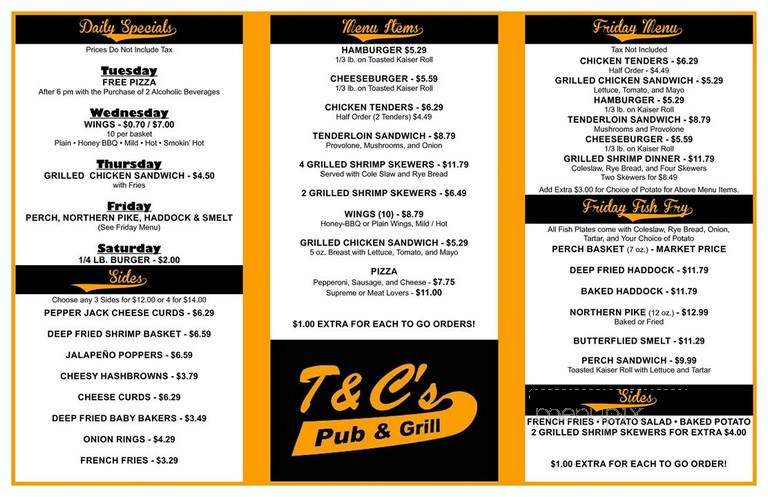 Fairway Bar & Grill - De Pere, WI menu_pic