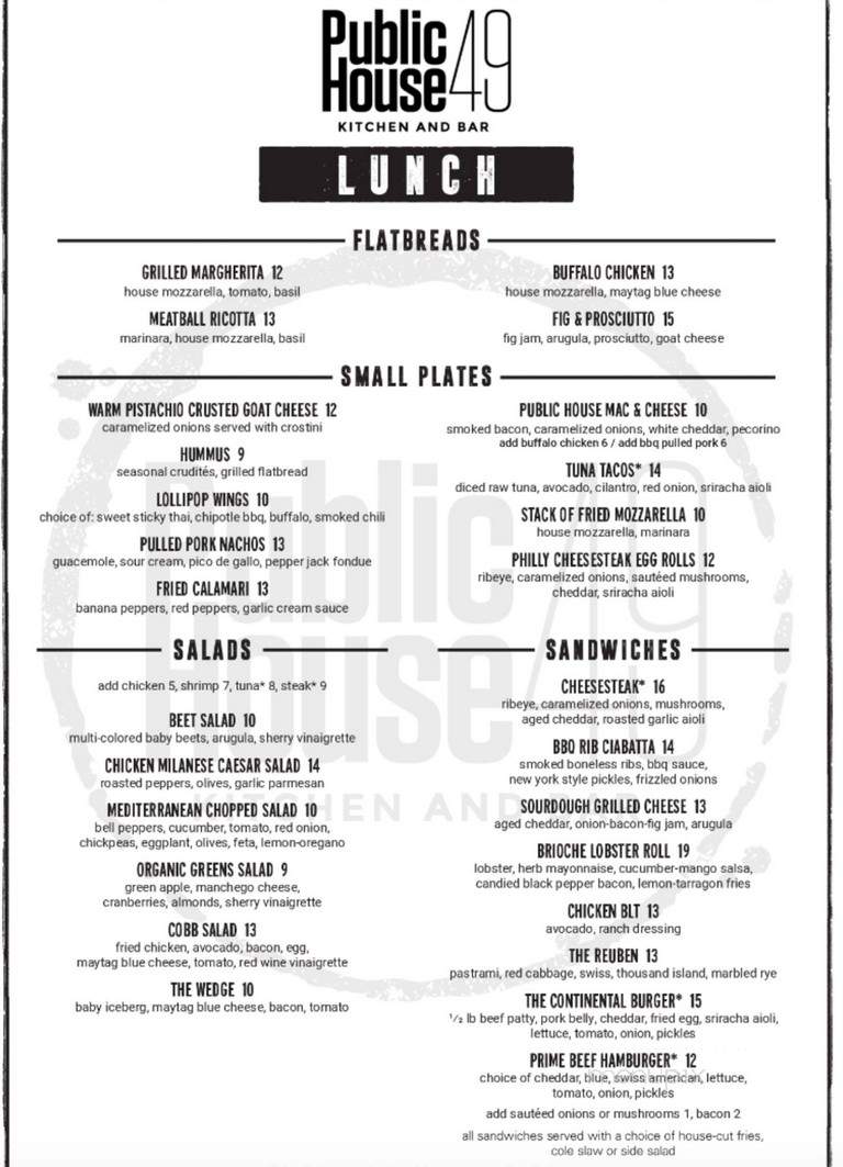 Public House 49 - Patchogue, NY menu_pic