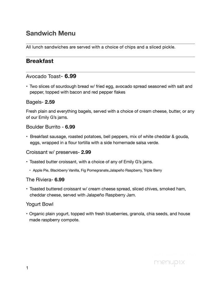 Boulder Creek Coffee - Buford, GA menu_pic