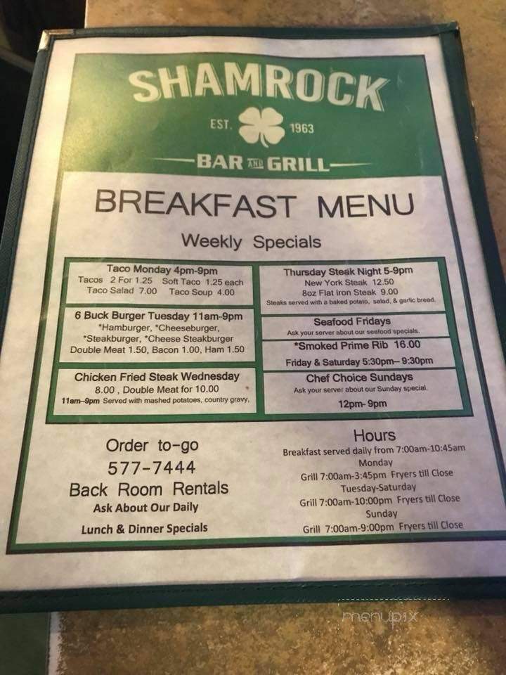 Shamrock Tavern - Longview, WA menu_pic