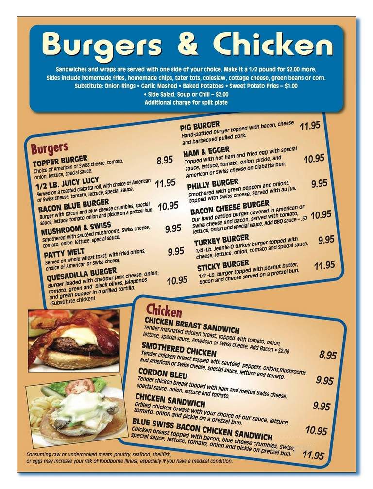 Topper's Bar & Grill - Montevideo, MN menu_pic