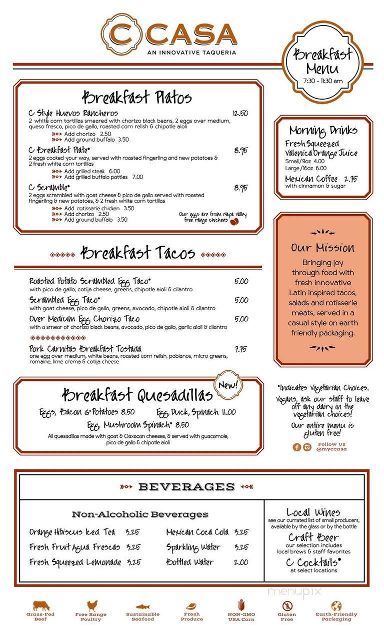 C CASA - Napa, CA menu_pic