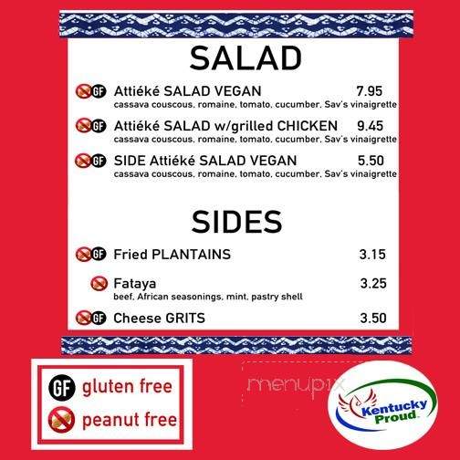 Sav's Grill - Lexington, KY menu_pic
