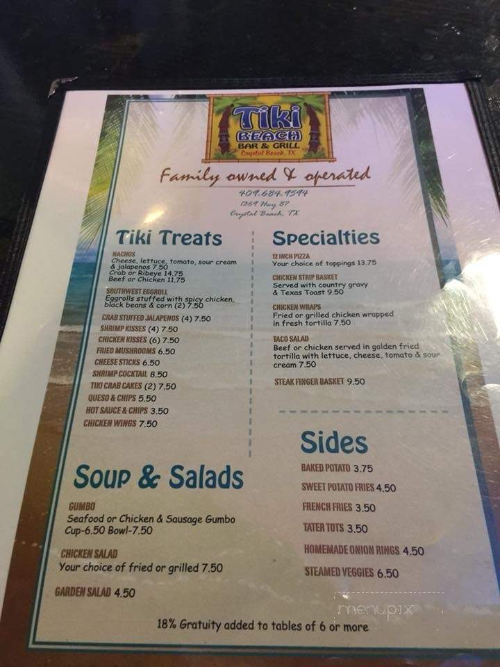 Tiki Beach Bar & Grill - Port Bolivar, TX menu_pic