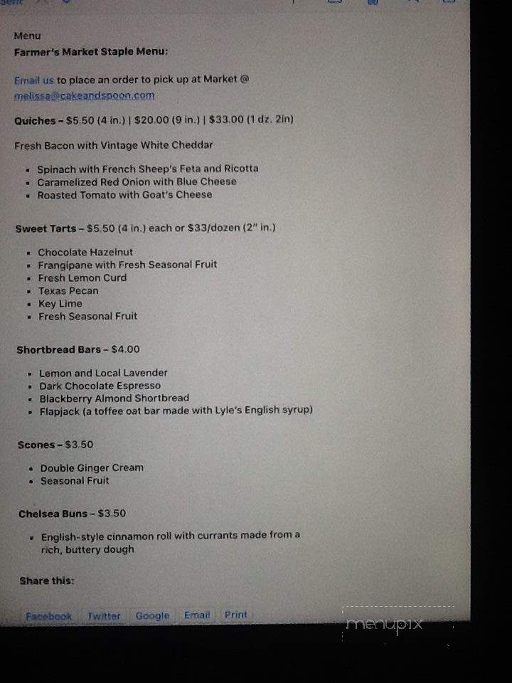 Cake and Spoon - Austin, TX menu_pic