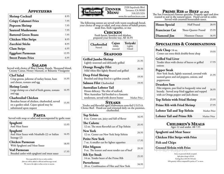 The San Franciscan - Torrance, CA menu_pic