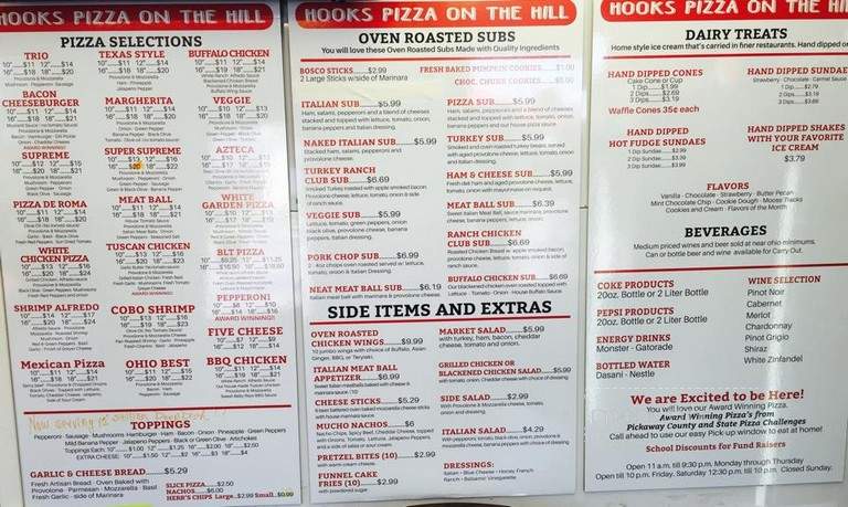 Hook's Pizza - Chillicothe, OH menu_pic