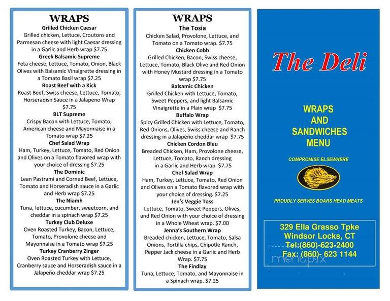 The Deli - Windsor Locks, CT menu_pic