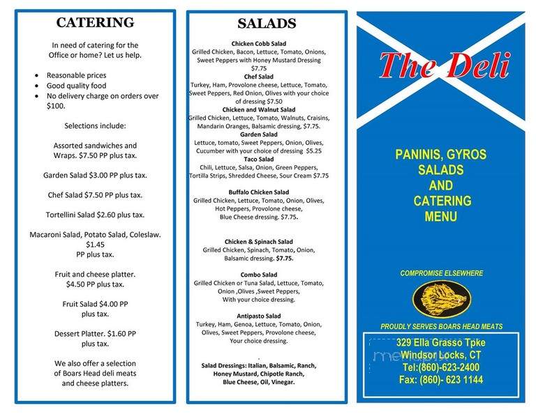 The Deli - Windsor Locks, CT menu_pic